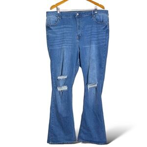 Wax Jean Women's Plus Size 24 Distressed Flare Jeans​
